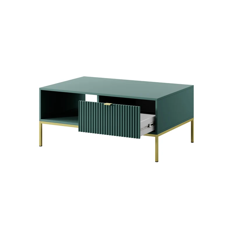 Tavolino con piedi in metallo 1 cassetto ed 1 vano in legno laminato Miseno 104x68 cm
