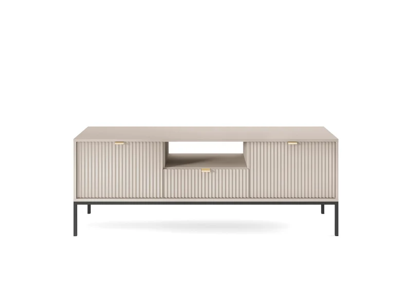 Mobile TV con piedi in metallo 2 ante e 1 cassetto in legno laminato Miseno 154x56 cm