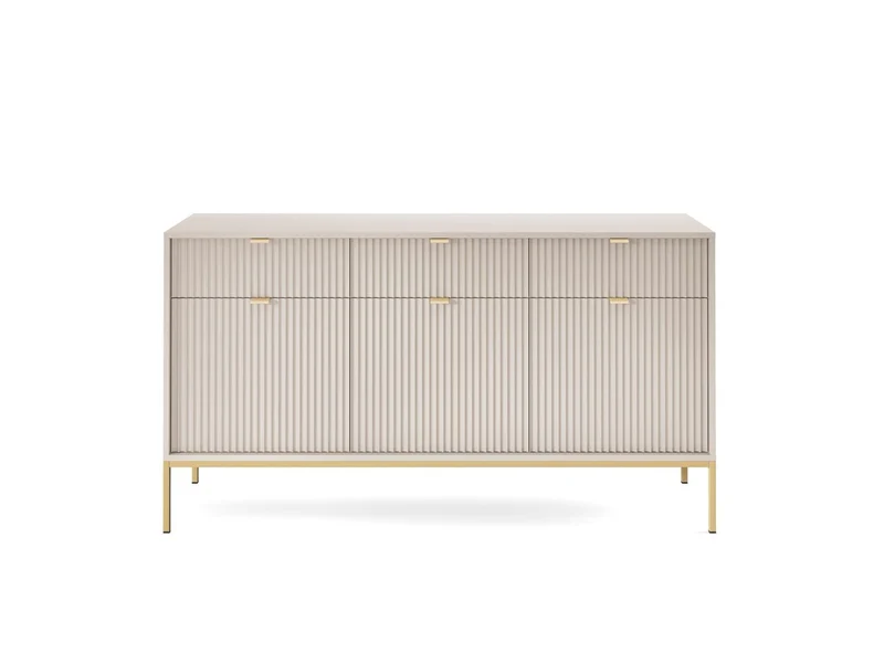 Madia con piedi in metallo 3 ante e 3 cassetti in legno laminato Miseno 154x83 cm