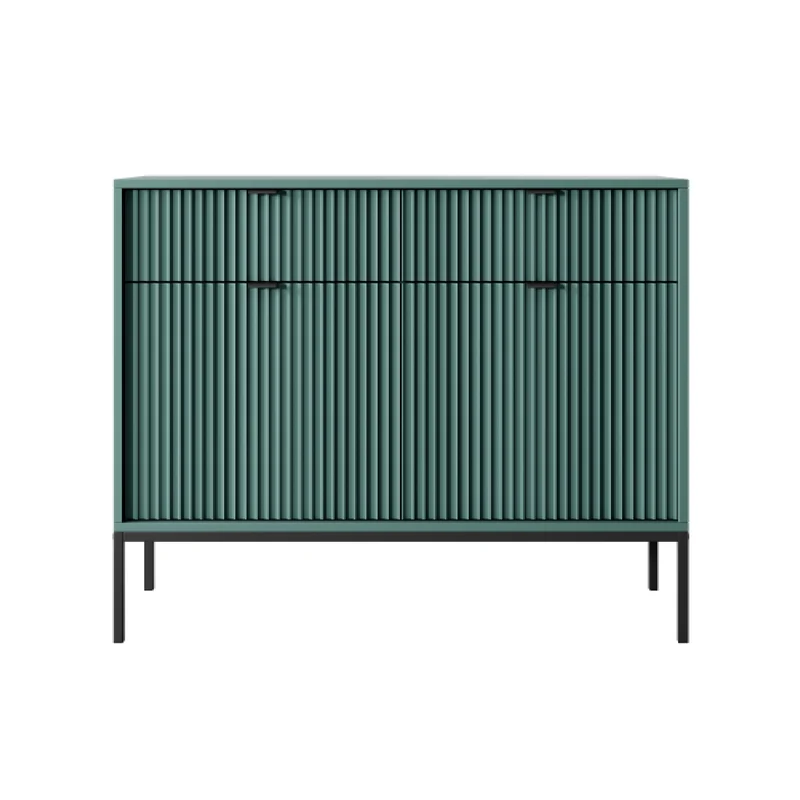 Madia con piedi in metallo 2 ante e 2 cassetti in legno laminato Miseno 104x83 cm