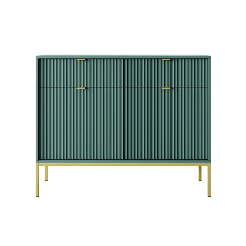Madia con piedi in metallo 2 ante e 2 cassetti in legno laminato Miseno 104x83 cm