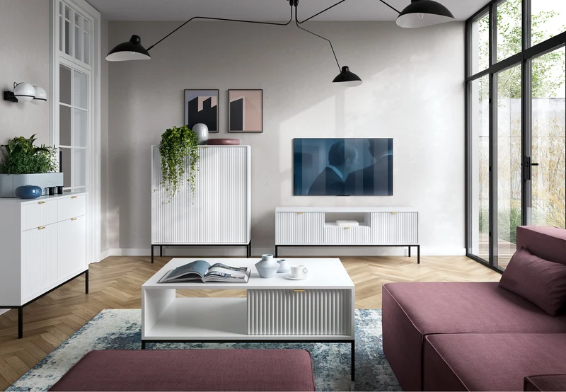 Credenza con piedi in metallo 2 ante in legno laminato Miseno 104x125 cm