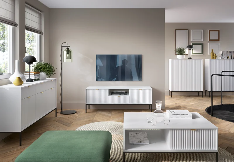 Credenza con piedi in metallo 2 ante in legno laminato Miseno 104x125 cm