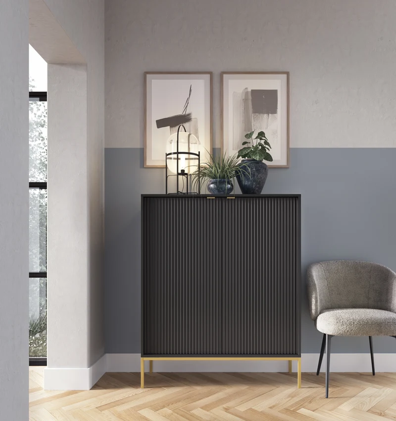 Credenza con piedi in metallo 2 ante in legno laminato Miseno 104x125 cm