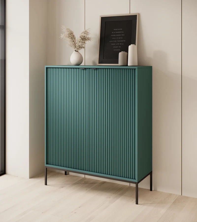 Credenza con piedi in metallo 2 ante in legno laminato Miseno 104x125 cm