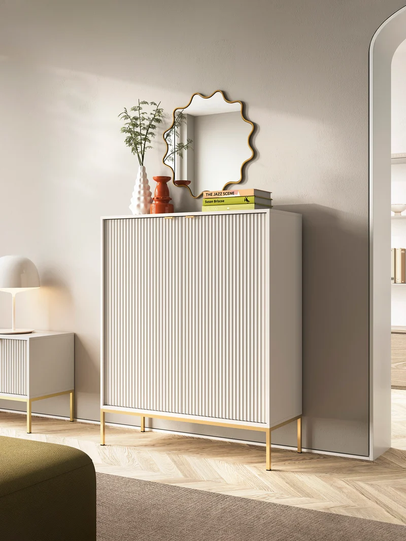 Credenza con piedi in metallo 2 ante in legno laminato Miseno 104x125 cm