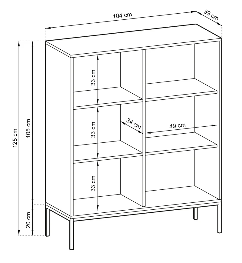 Credenza con piedi in metallo 2 ante in legno laminato Miseno 104x125 cm