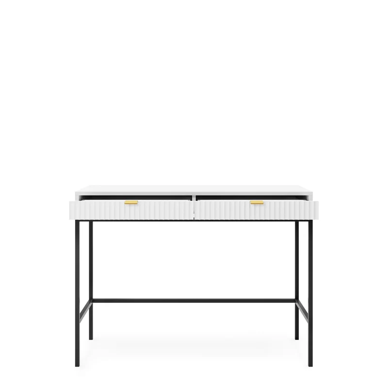 Consolle con piedi in metallo 2 cassetti in legno laminato Miseno 104x78 cm