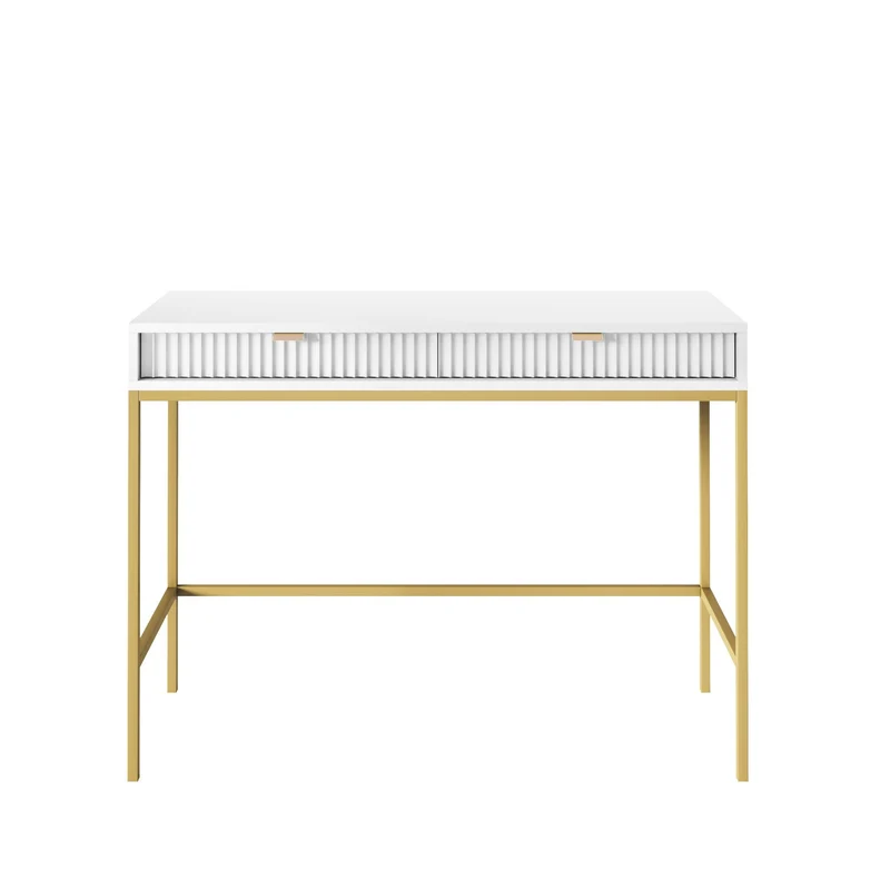 Consolle con piedi in metallo 2 cassetti in legno laminato Miseno 104x78 cm