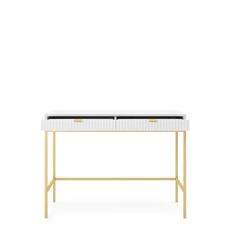 Consolle con piedi in metallo 2 cassetti in legno laminato Miseno 104x78 cm