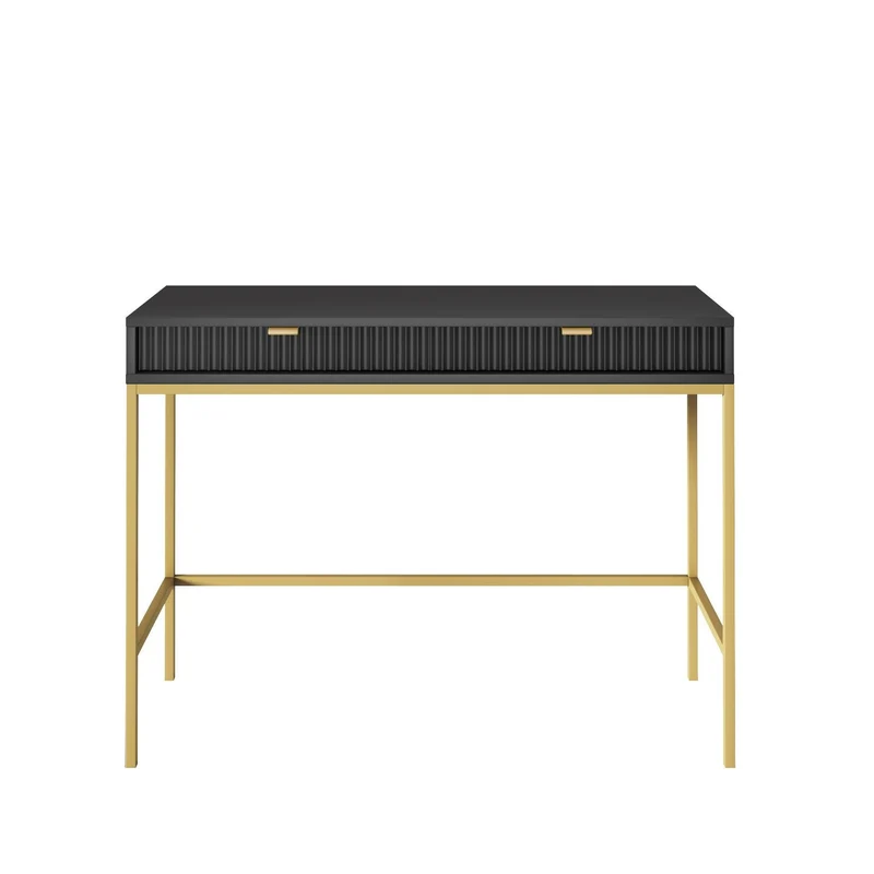 Consolle con piedi in metallo 2 cassetti in legno laminato Miseno 104x78 cm