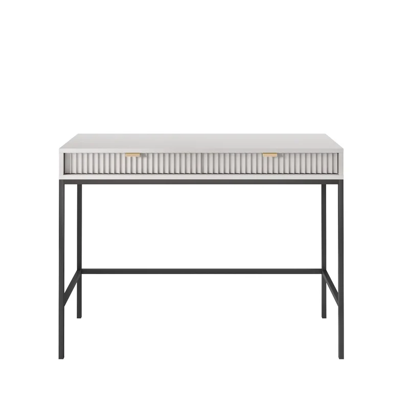 Consolle con piedi in metallo 2 cassetti in legno laminato Miseno 104x78 cm