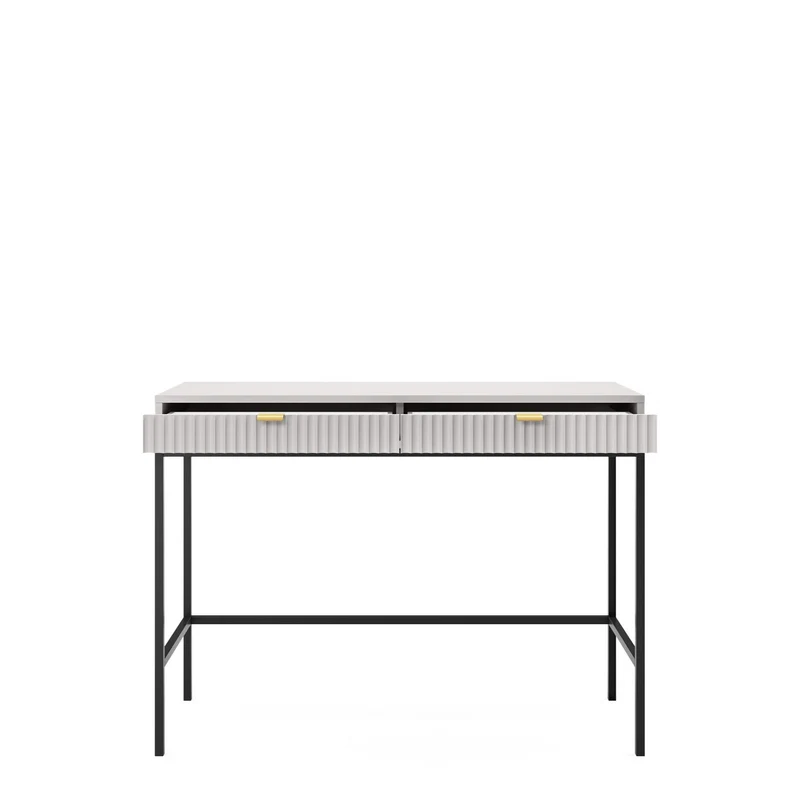 Consolle con piedi in metallo 2 cassetti in legno laminato Miseno 104x78 cm