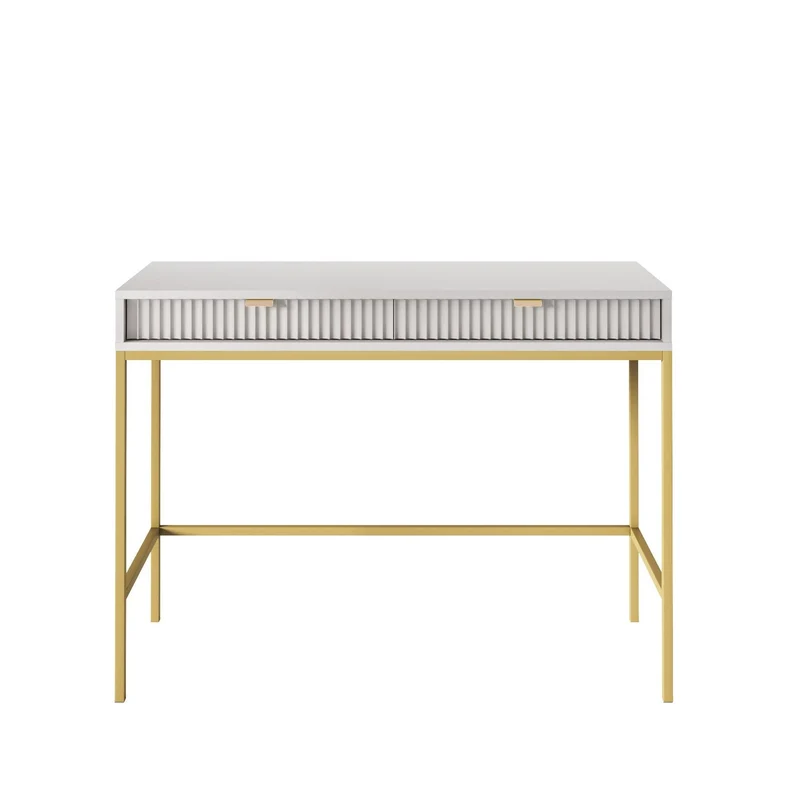 Consolle con piedi in metallo 2 cassetti in legno laminato Miseno 104x78 cm