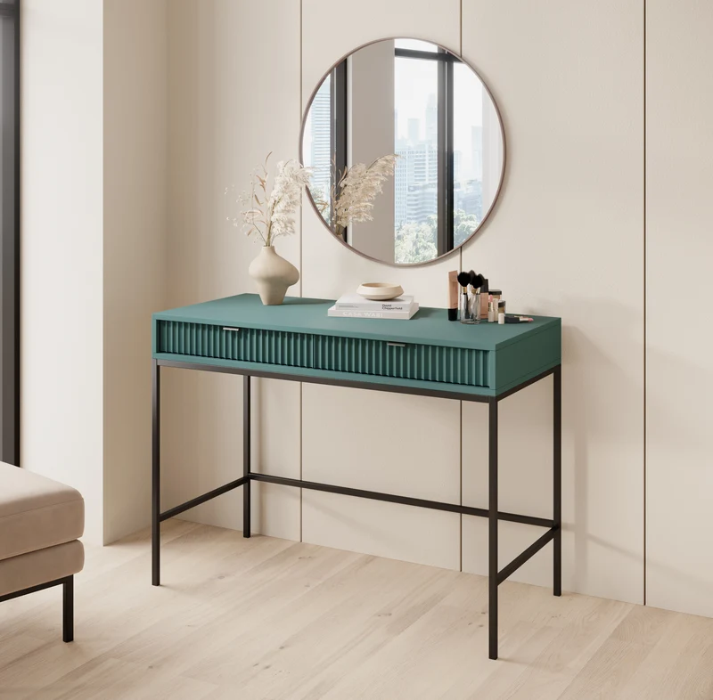 Consolle con piedi in metallo 2 cassetti in legno laminato Miseno 104x78 cm
