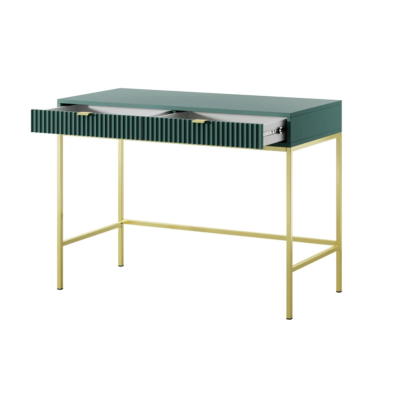 Consolle con piedi in metallo 2 cassetti in legno laminato Miseno 104x78 cm