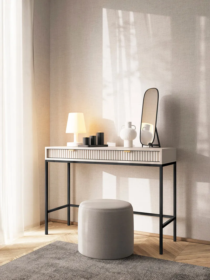 Consolle con piedi in metallo 2 cassetti in legno laminato Miseno 104x78 cm