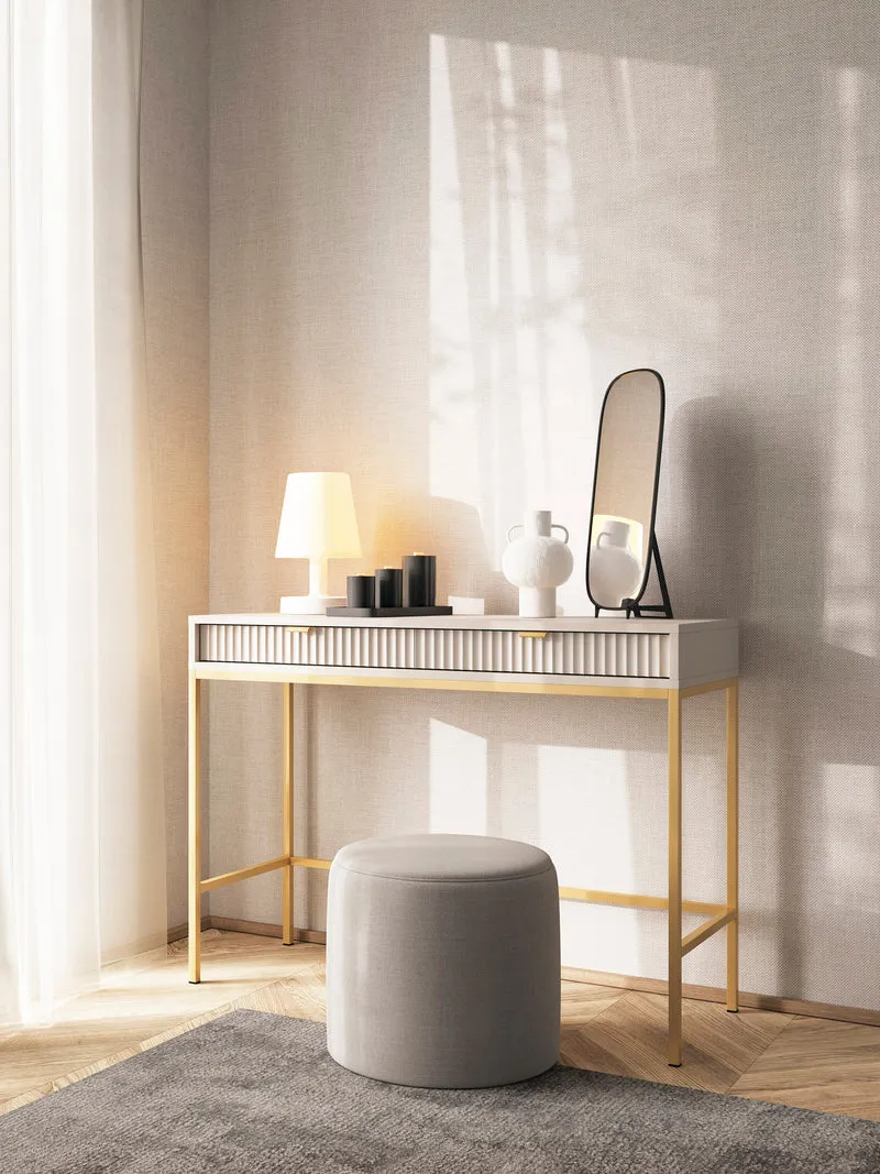 Consolle con piedi in metallo 2 cassetti in legno laminato Miseno 104x78 cm
