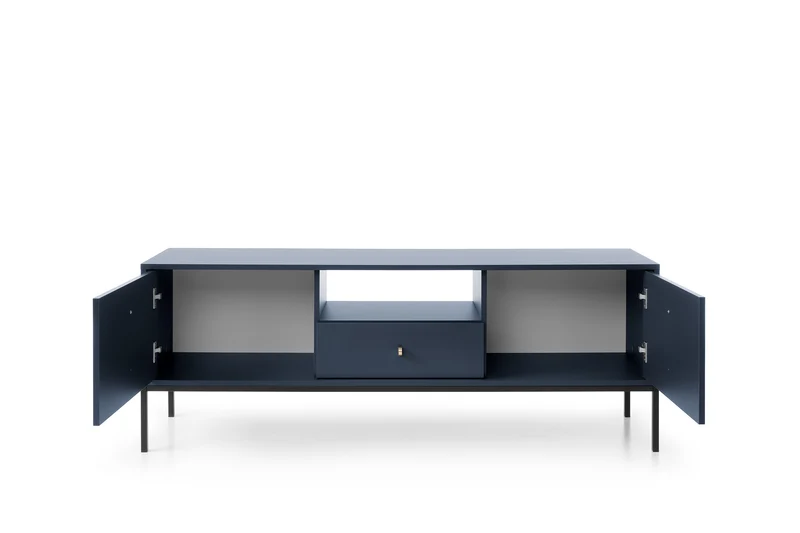 Mobile TV con piedi in metallo 2 ante e 1 cassetto in legno laminato Canterno 154x56 cm