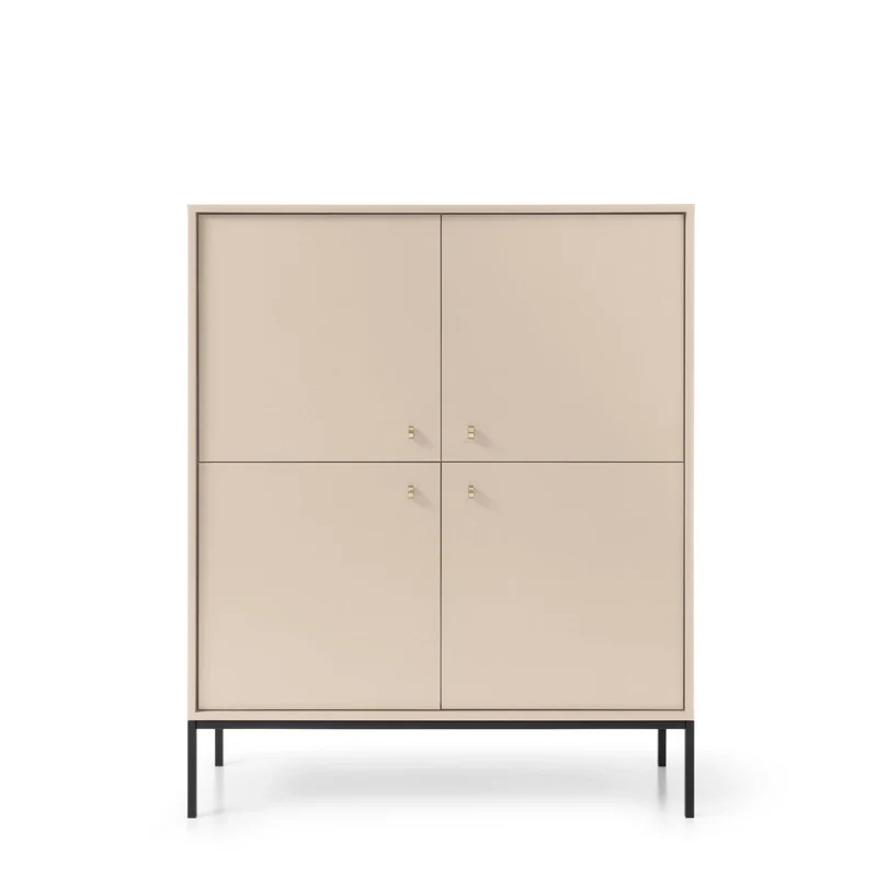 Credenza con piedi in metallo 4 ante in legno laminato Canterno 104x125 cm