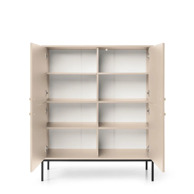 Credenza con piedi in metallo 4 ante in legno laminato Canterno 104x125 cm