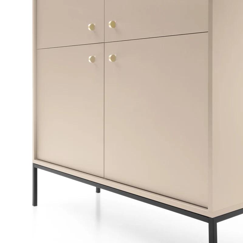 Credenza con piedi in metallo 4 ante in legno laminato Canterno 104x125 cm