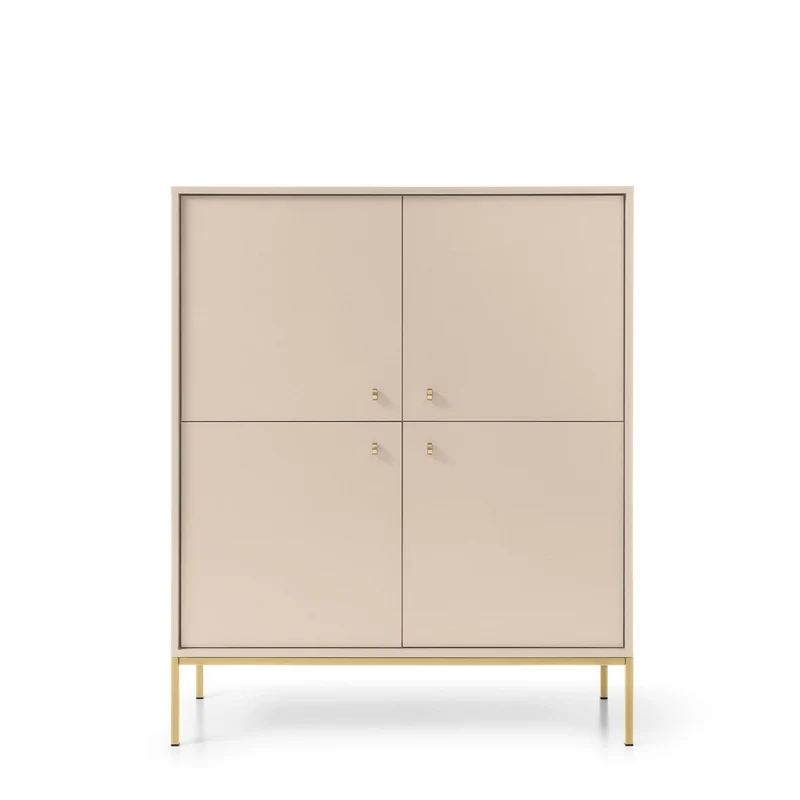 Credenza con piedi in metallo 4 ante in legno laminato Canterno 104x125 cm