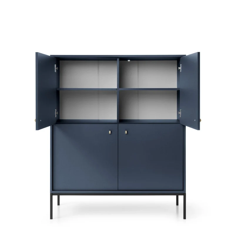 Credenza con piedi in metallo 4 ante in legno laminato Canterno 104x125 cm