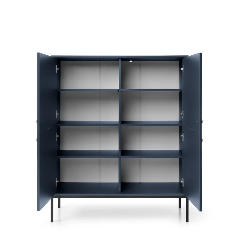 Credenza con piedi in metallo 4 ante in legno laminato Canterno 104x125 cm