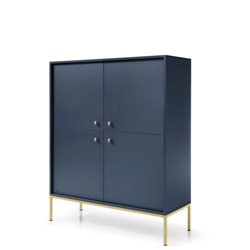 Credenza con piedi in metallo 4 ante in legno laminato Canterno 104x125 cm