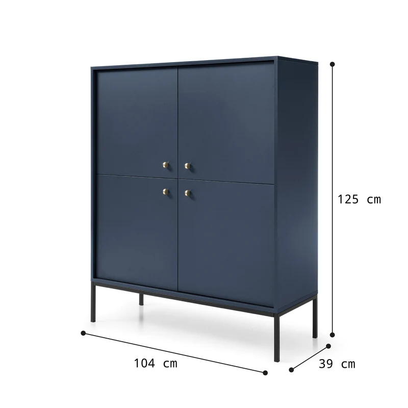 Credenza con piedi in metallo 4 ante in legno laminato Canterno 104x125 cm