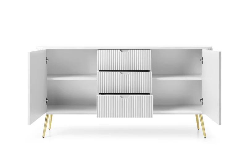 Madia 2 ante 3 cassetti con gambe in metallo Calisio 168x87 cm