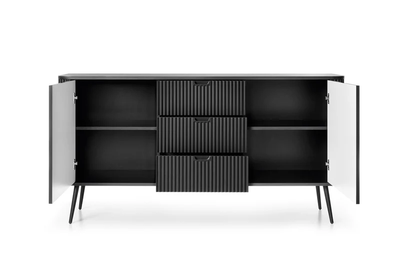 Madia 2 ante 3 cassetti con gambe in metallo Calisio 168x87 cm