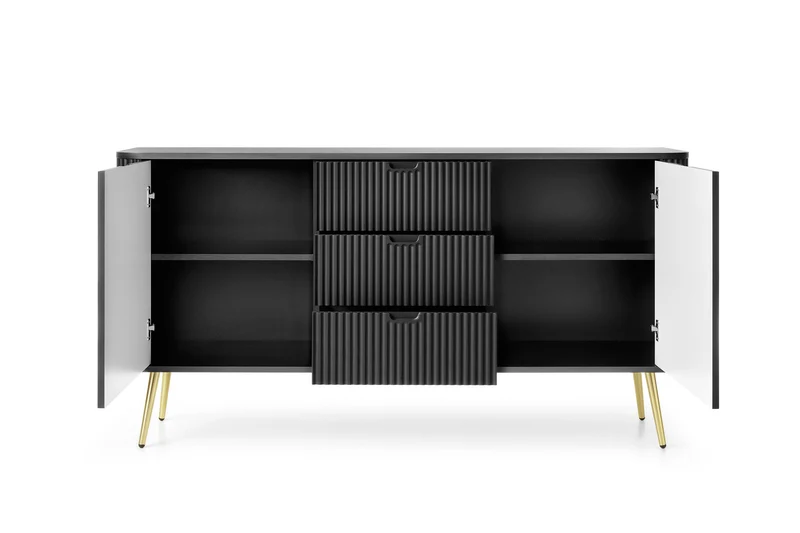 Madia 2 ante 3 cassetti con gambe in metallo Calisio 168x87 cm