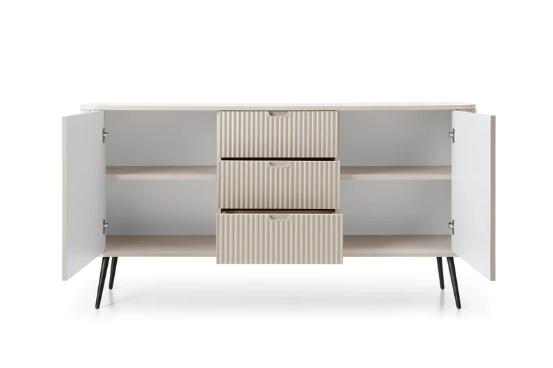 Madia 2 ante 3 cassetti con gambe in metallo Calisio 168x87 cm