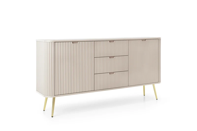 Madia 2 ante 3 cassetti con gambe in metallo Calisio 168x87 cm