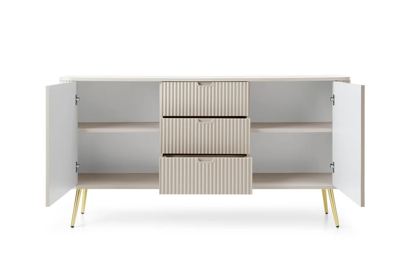 Madia 2 ante 3 cassetti con gambe in metallo Calisio 168x87 cm