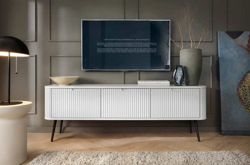 Mobile TV 3 ante con gambe in metallo Calisio 168x56 cm