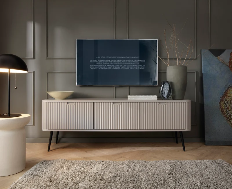Mobile TV 3 ante con gambe in metallo Calisio 168x56 cm