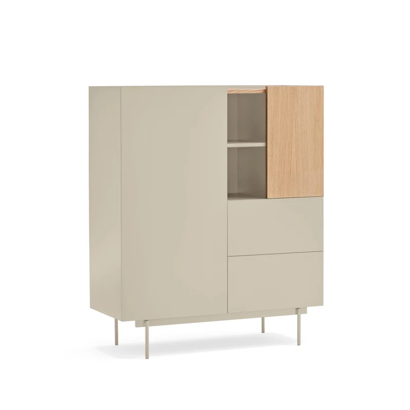 Credenza 2 ante 2 cassetti legno rovere e cashmere Otto di Teulat 100x120 cm