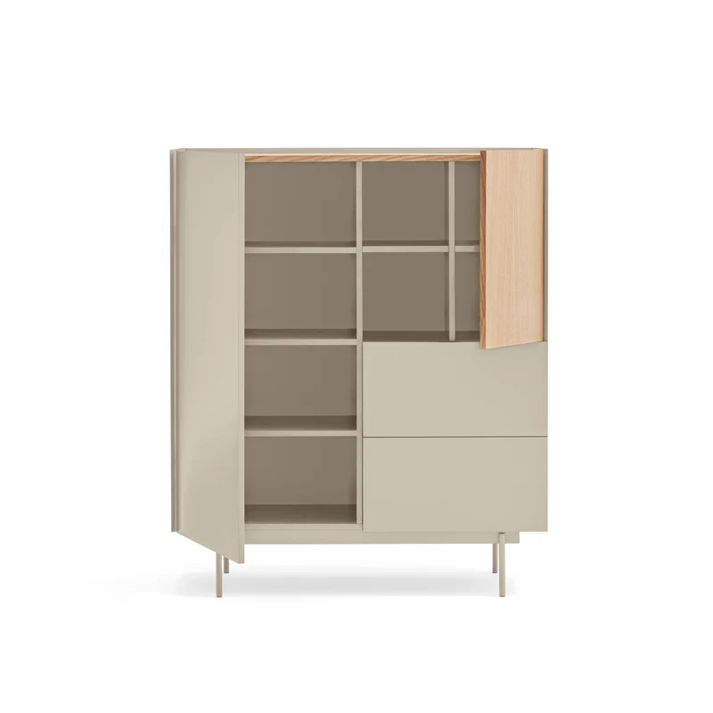 Credenza 2 ante 2 cassetti legno rovere e cashmere Otto di Teulat 100x120 cm