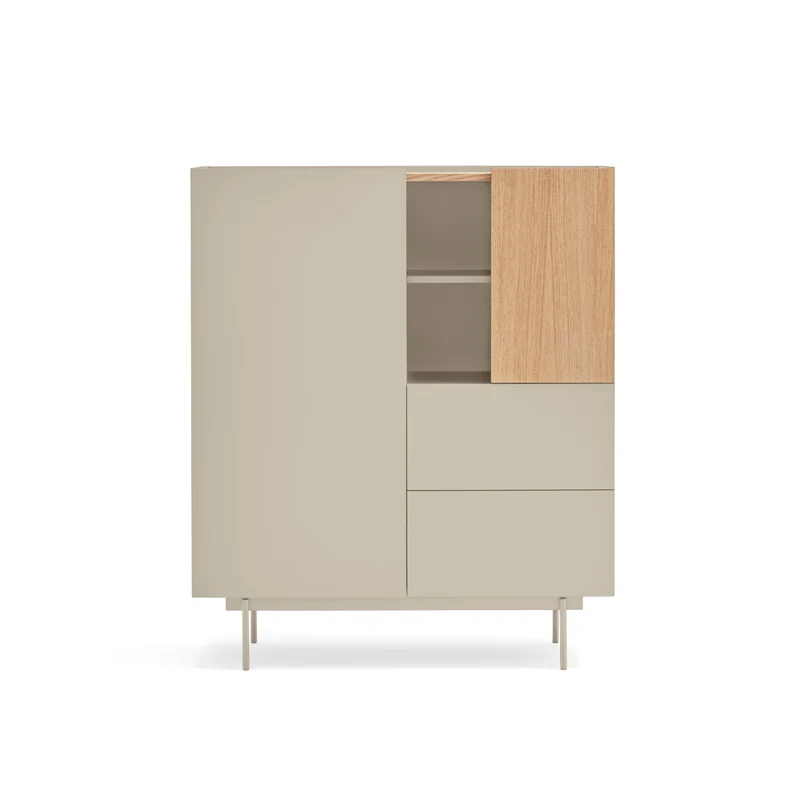 Credenza 2 ante 2 cassetti legno rovere e cashmere Otto di Teulat 100x120 cm