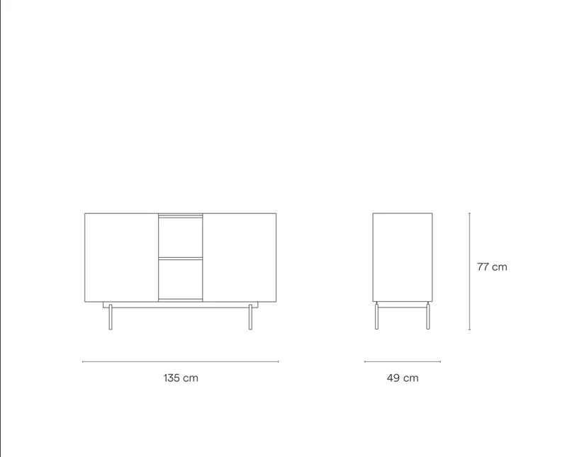Madia 2 ante 3 cassetti legno rovere e grigio antracite Otto 135x78 cm