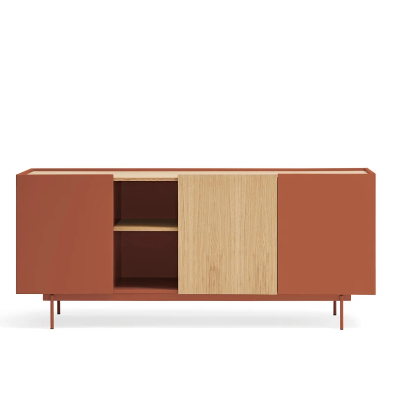 Madia 3 ante 3 cassetti legno rovere e terracotta Otto 180x78 cm