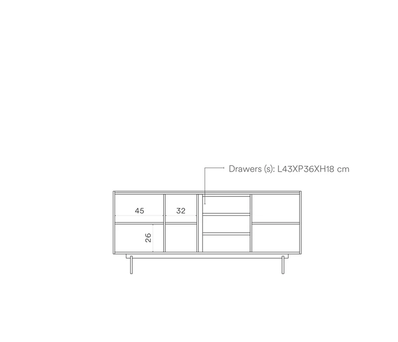 Madia 3 ante 3 cassetti legno rovere e cashmere Otto 180x78 cm