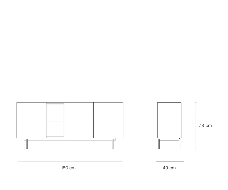 Madia 3 ante 3 cassetti legno rovere e cashmere Otto 180x78 cm