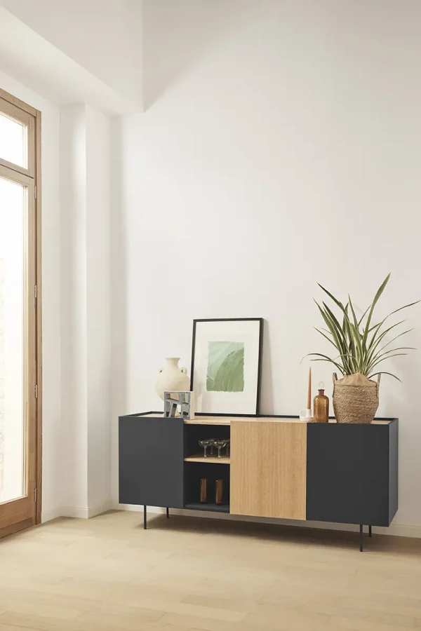 Madia 3 ante 3 cassetti legno rovere e grigio antracite Otto 180x78 cm
