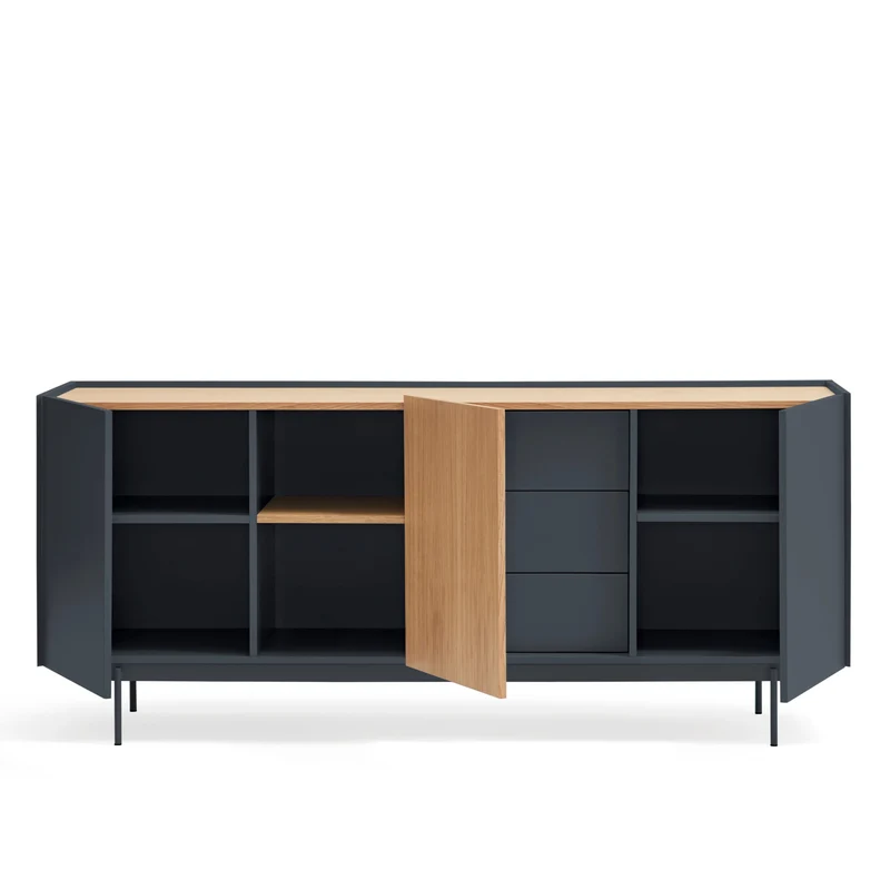 Madia 3 ante 3 cassetti legno rovere e grigio antracite Otto 180x78 cm