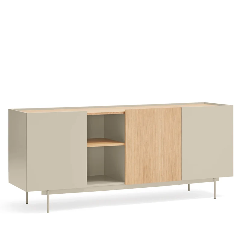 Madia 3 ante 3 cassetti legno rovere e cashmere Otto 180x78 cm