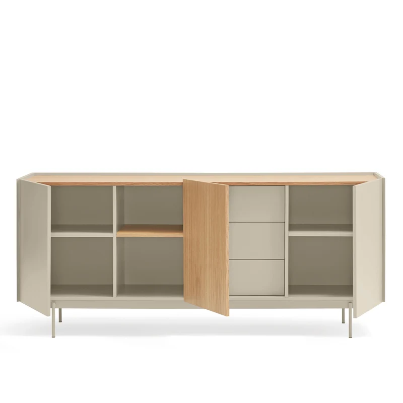 Madia 3 ante 3 cassetti legno rovere e cashmere Otto 180x78 cm